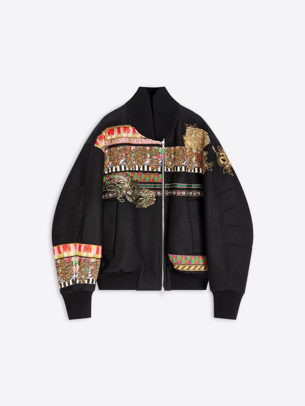 Embroidered wool bomber