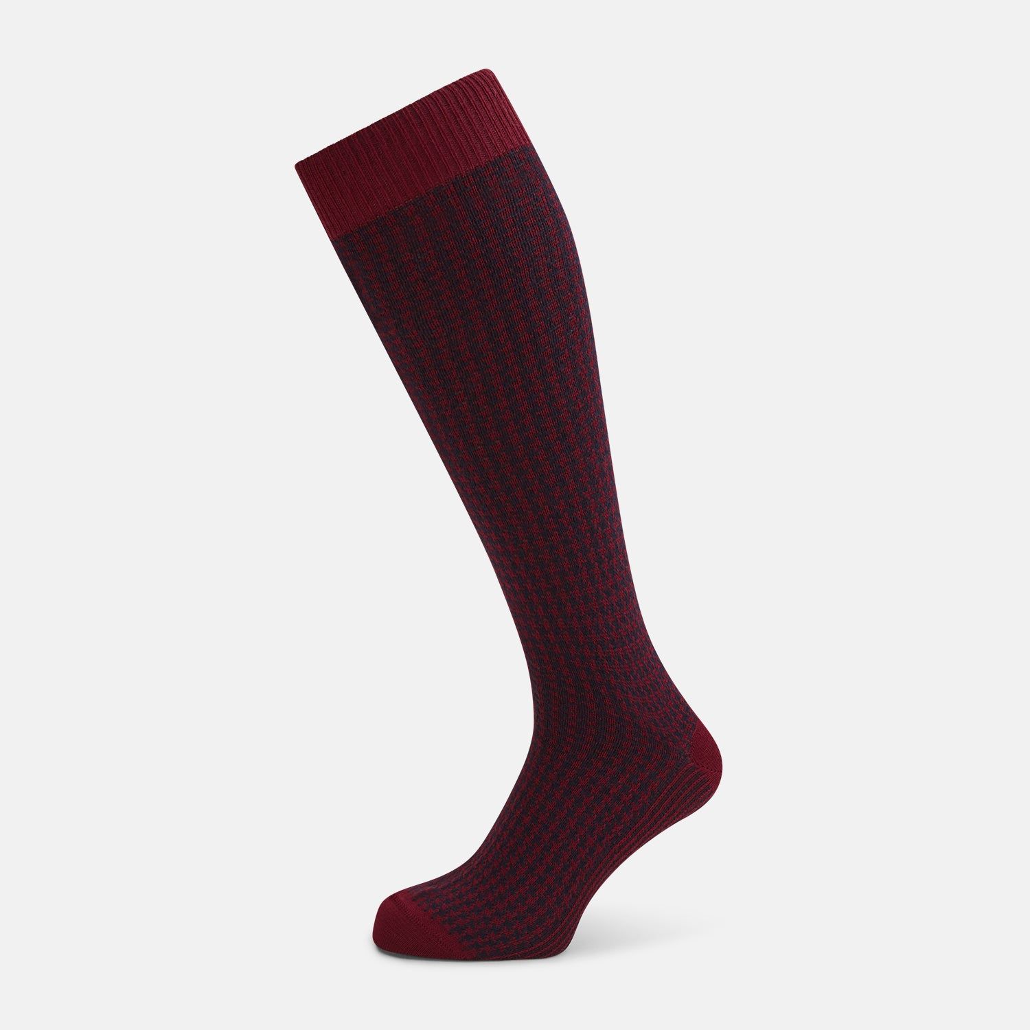 Red and Navy Motif Cashmere Long Socks