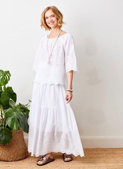 Waterlily Broderie Anglaise Maxi Skirt
