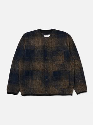 Navy Deca Check Cardigan