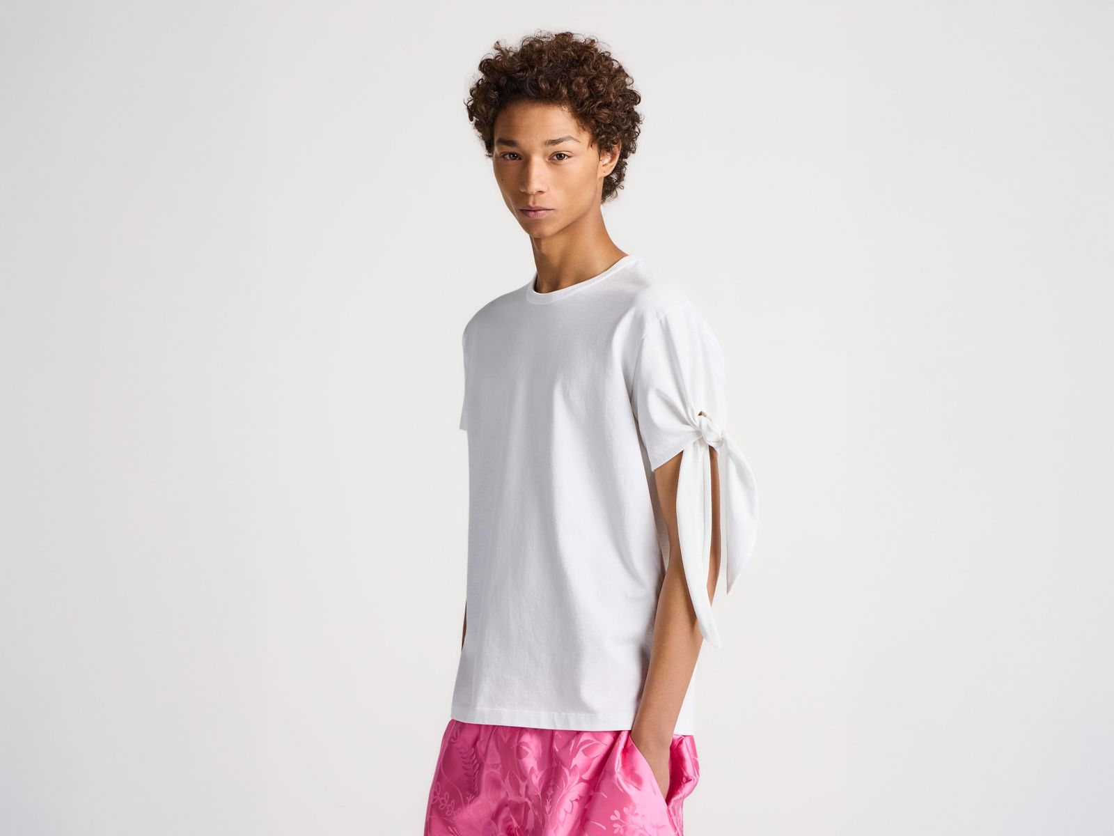 CL_SLEEVE KNOT T-SHIRT - YELLOW_JT0299PG1937