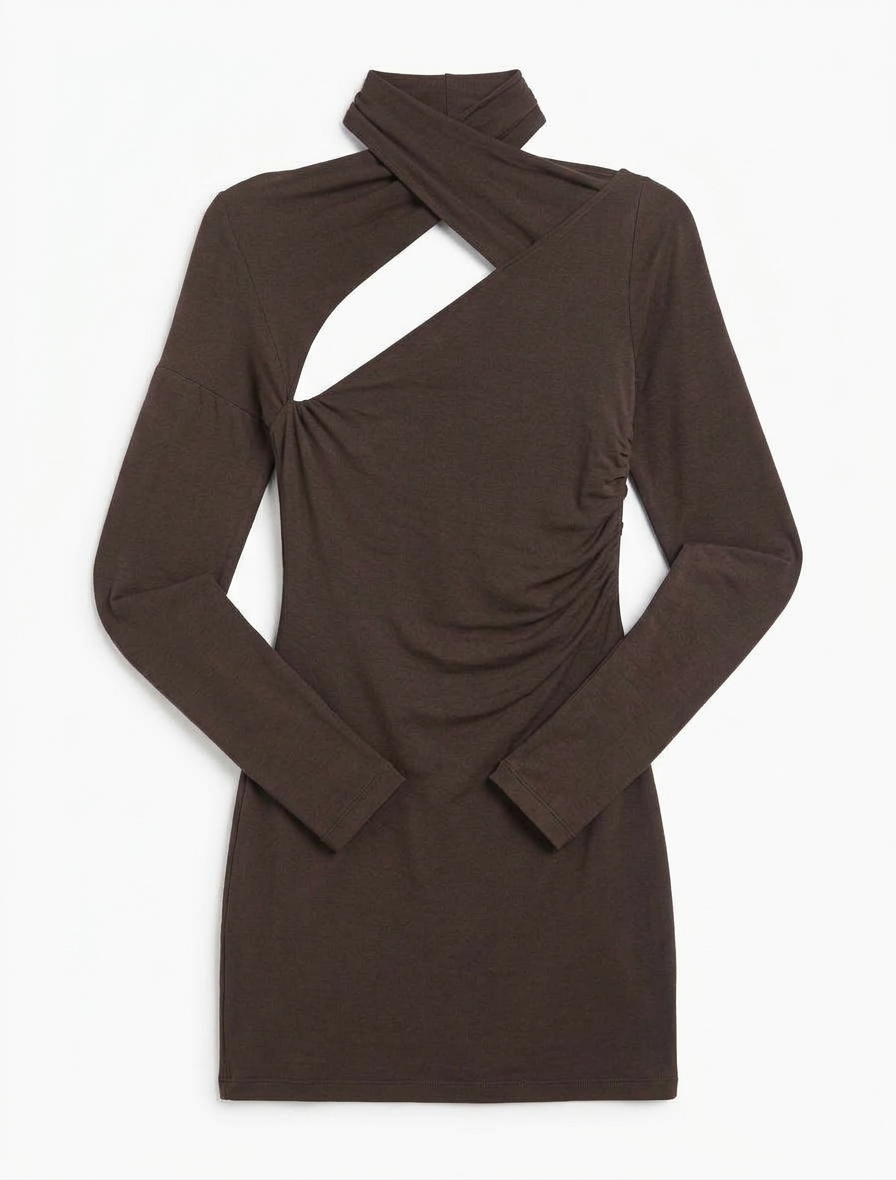 Coral Wrap Top In Turkish Coffee