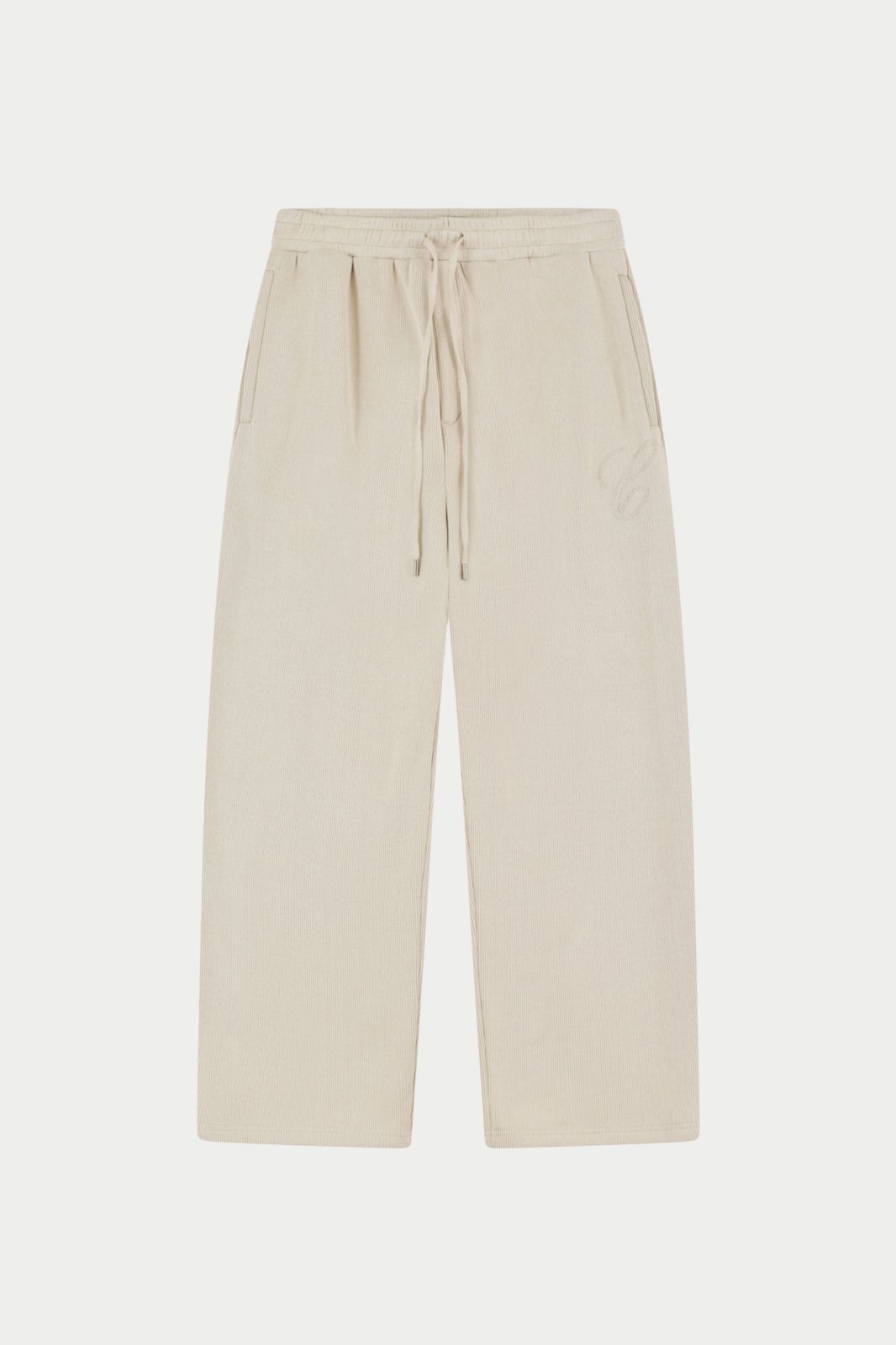 KNIT CONTRAST DRAWCORDS RELAXED JOGGERS - BEIGE