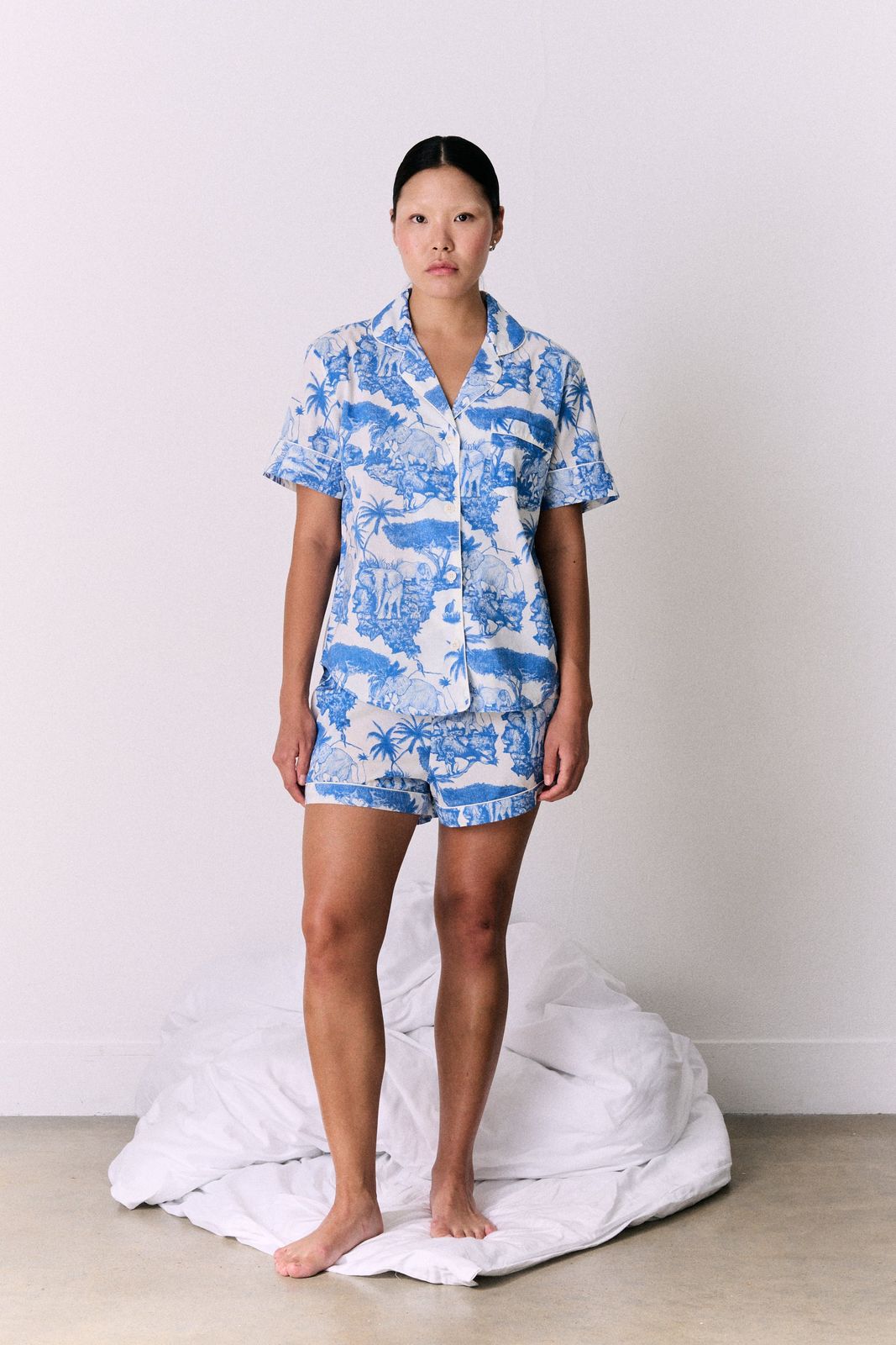 Short Pyjama Set Loxodonta Print Blue