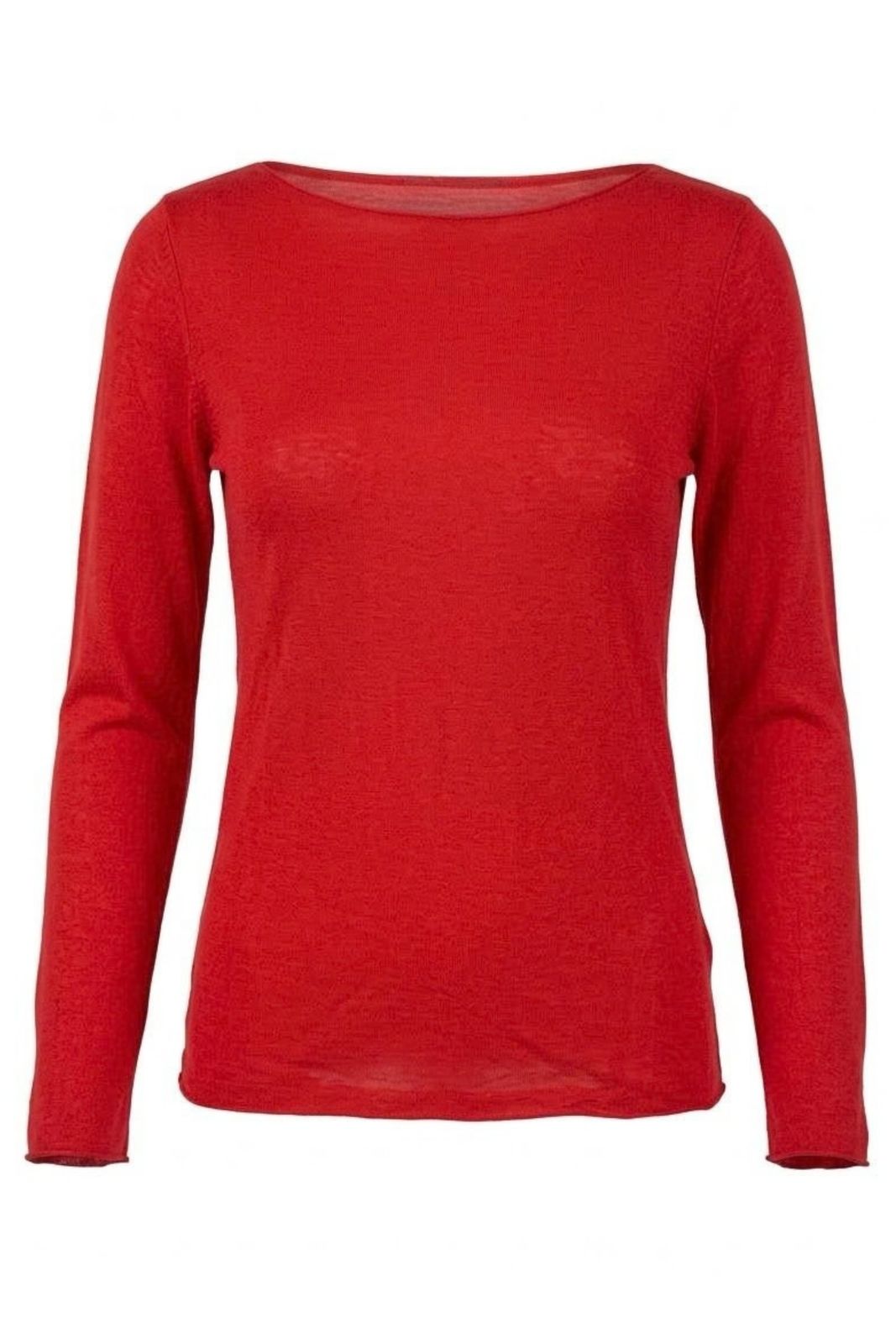 Slash-Neck Base Layer In Corally Red