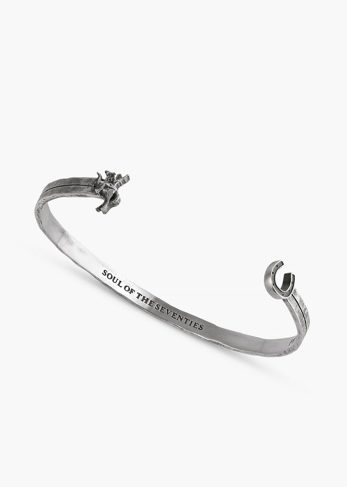 Silver Cowgirl & Horseshoe Cuff Bangle