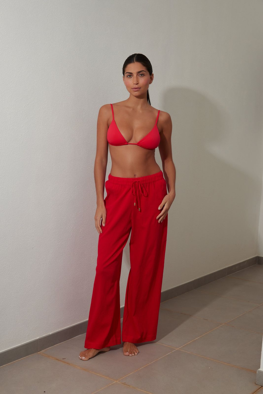Watermelon Red Drawstring Trousers