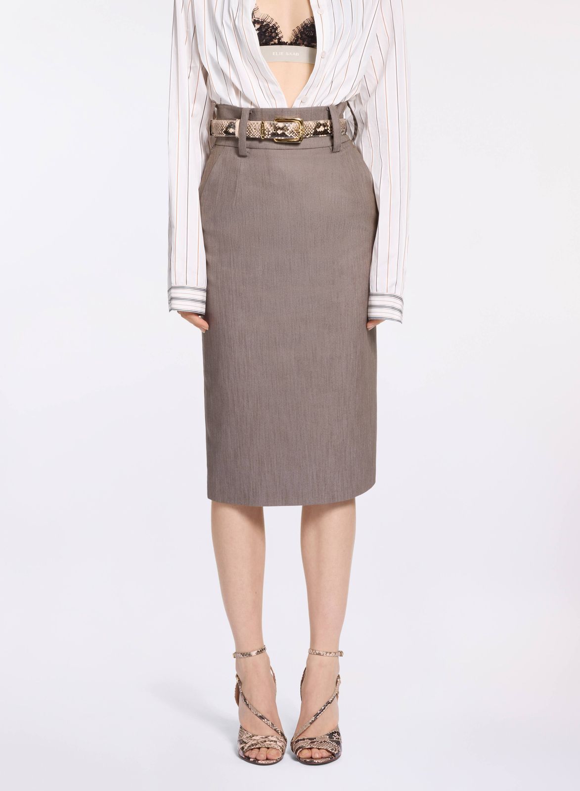 Cotton Twill Midi Skirt