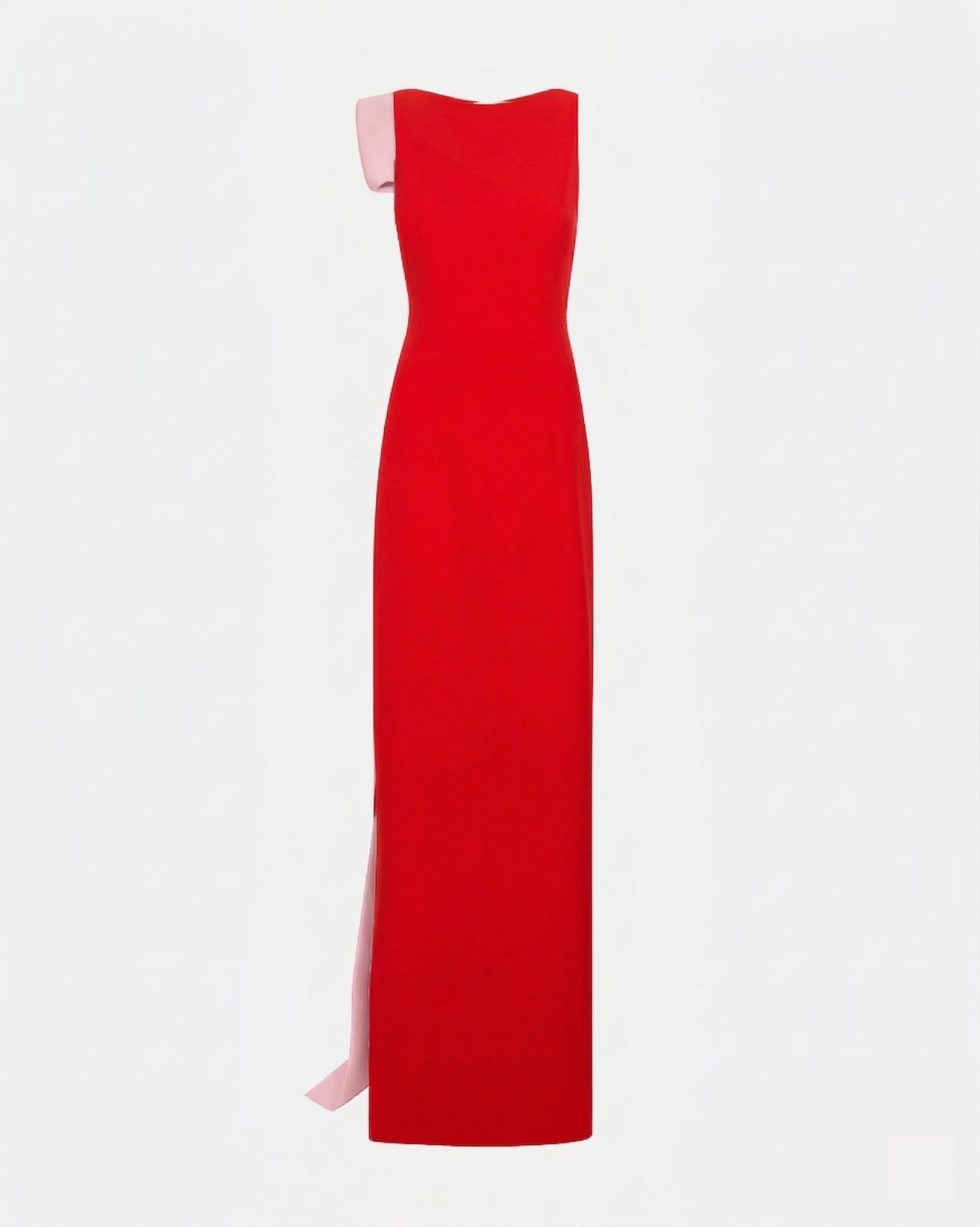 Celestia Long Dress In Cherry Red & Pale Pink