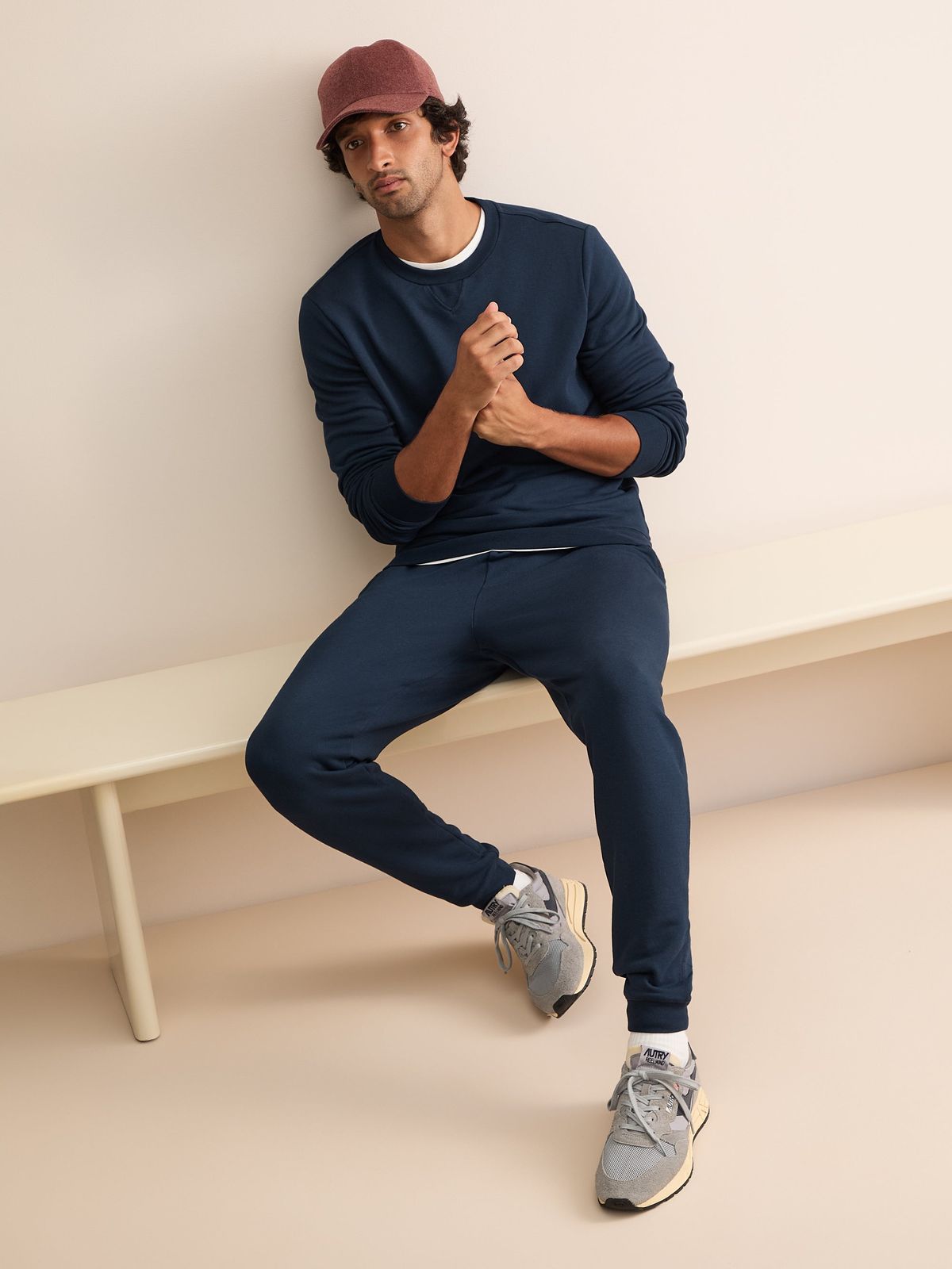 Harley Cotton Modal Cuffed Sweatpants Navy Blue