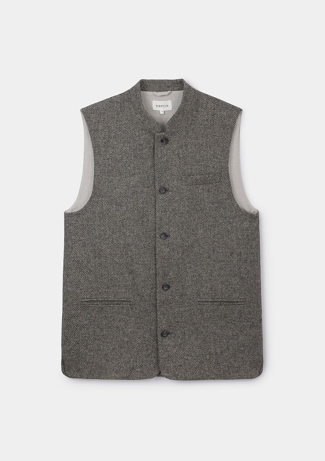 Black & Beige Tweed Nehru Waistcoat