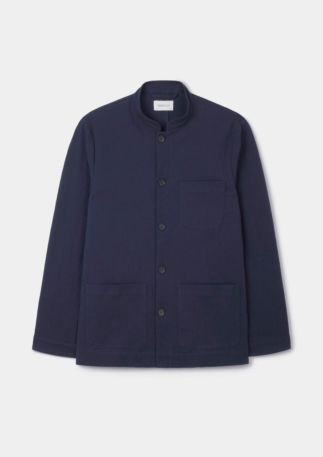 Dark Navy Seersucker Casual Nehru Jacket