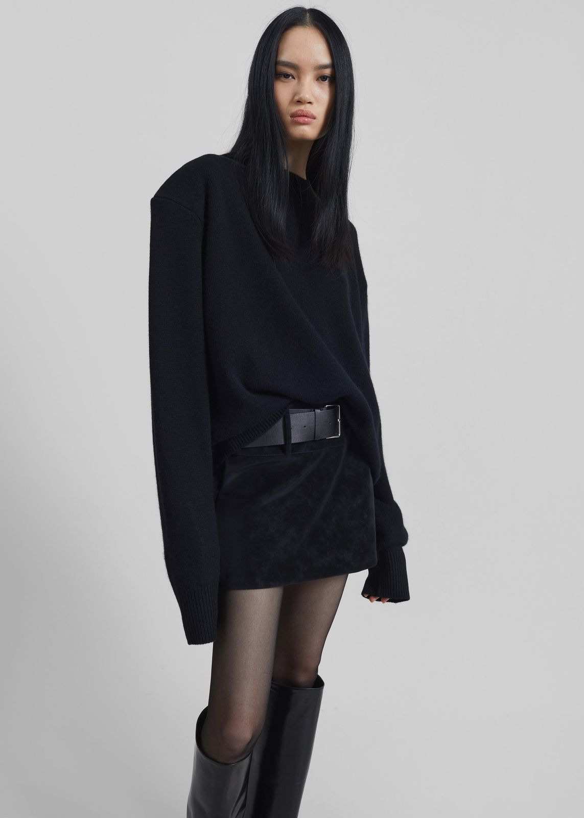 Rafaela Padded Knit Sweater - Black