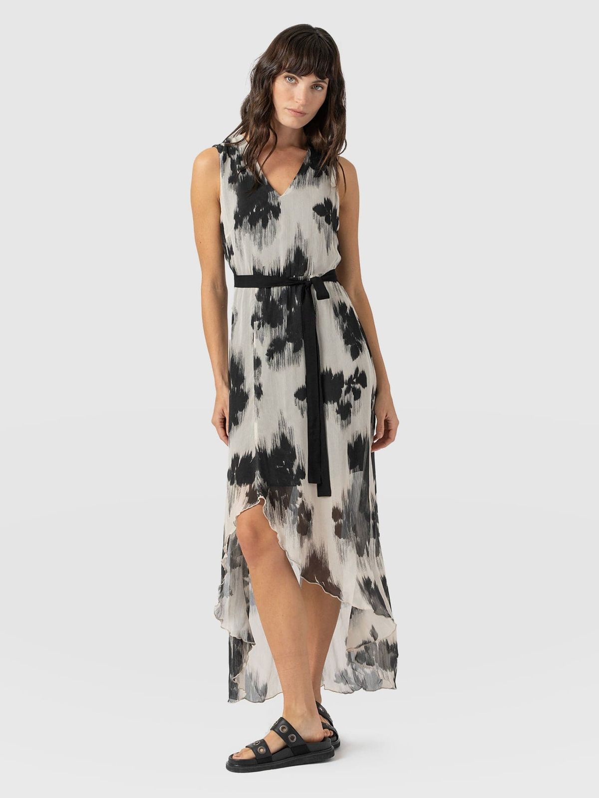Lexi High Low Dress - White Fade Floral