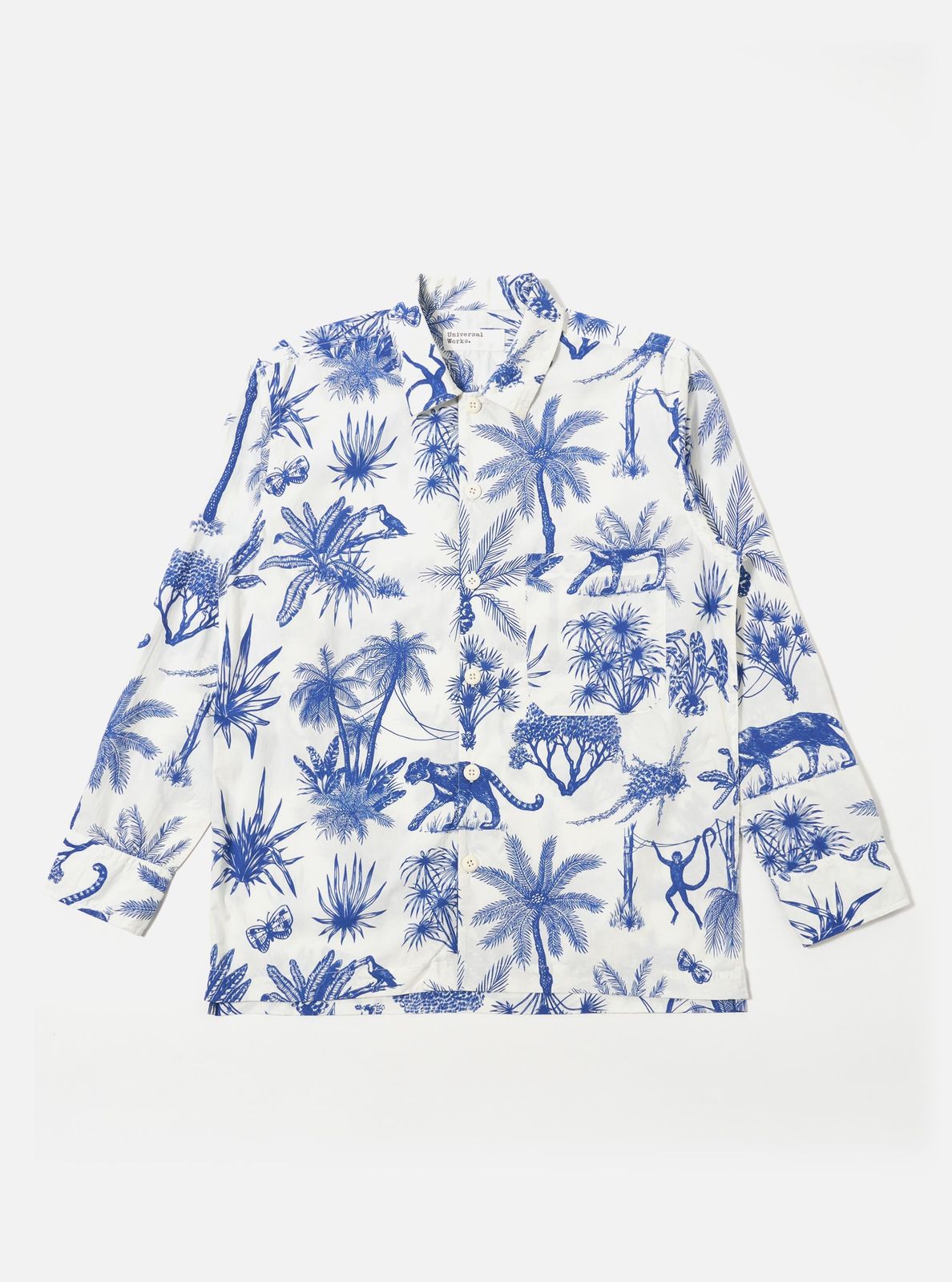 White Jungle Toile Poplin Fatigue Shirt