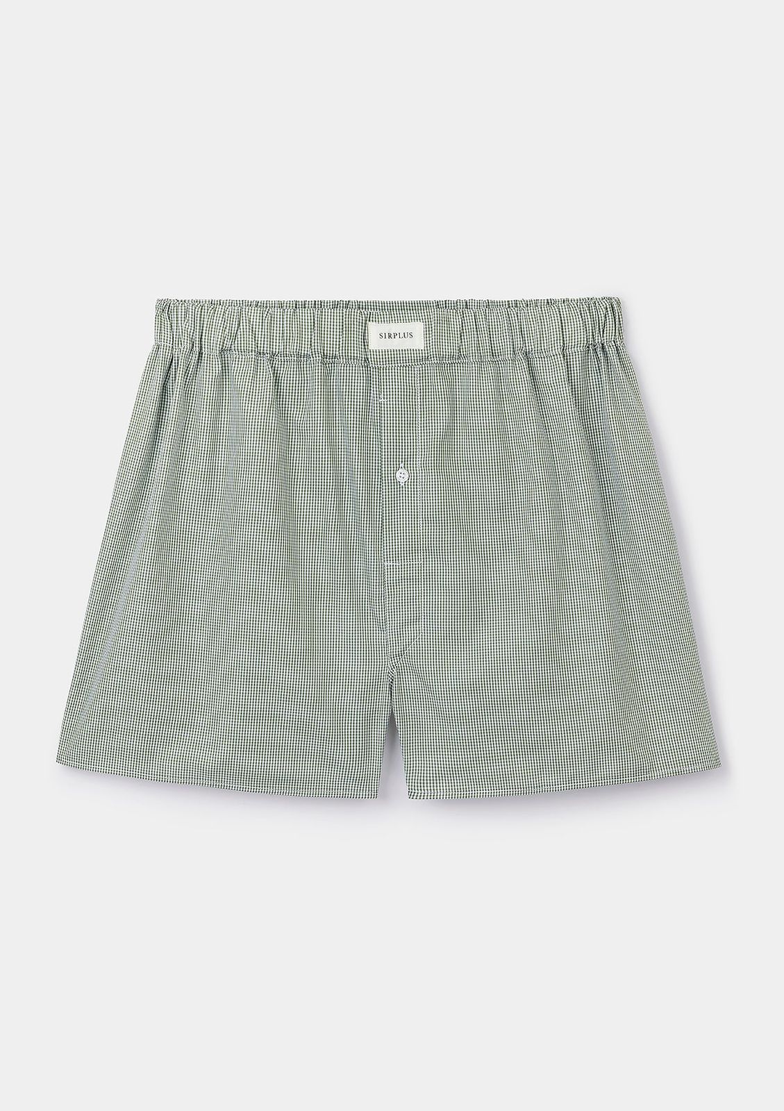Green Gingham Cotton Boxer Shorts