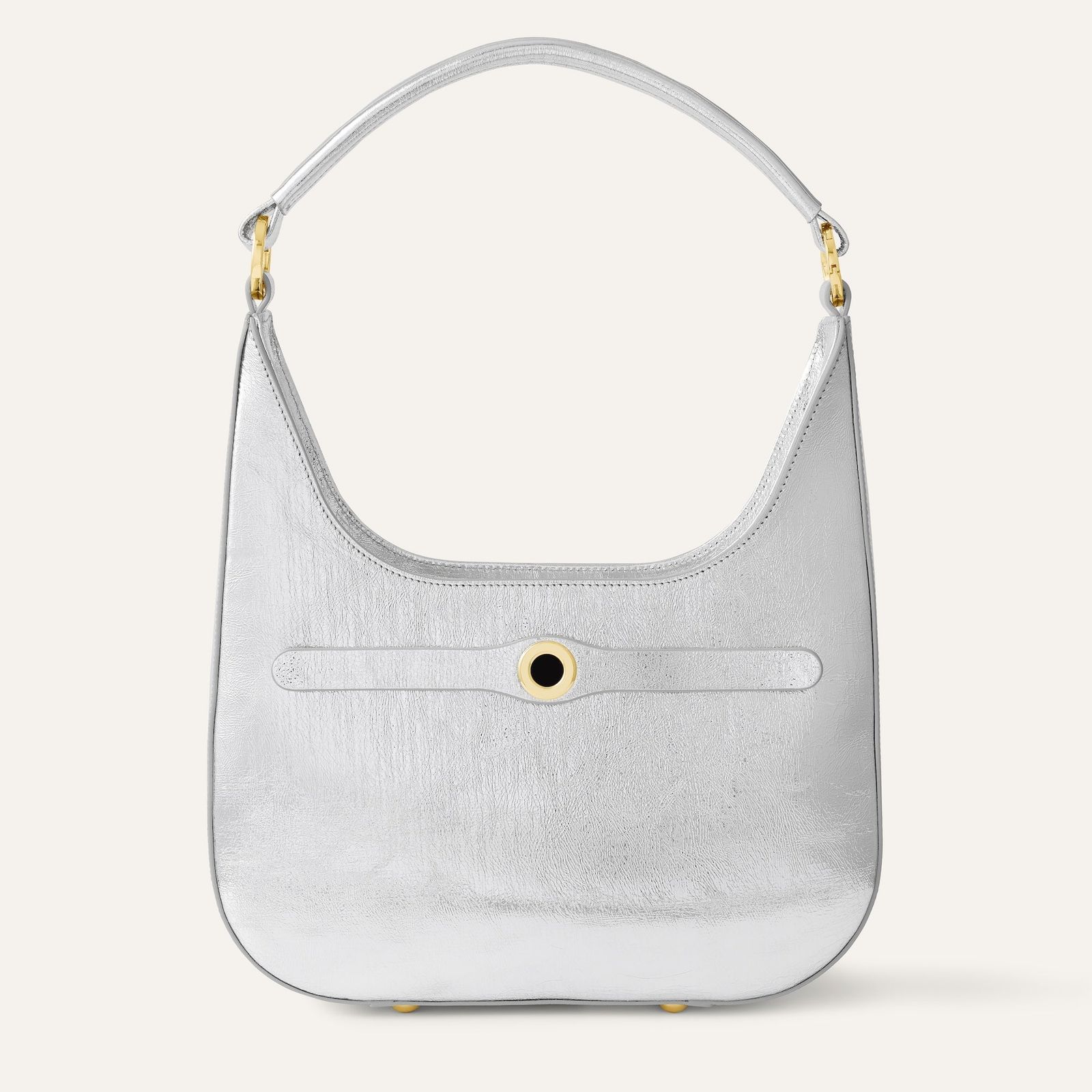 Florence Shoulder Bag | Metallic Silver with Gold hardware
