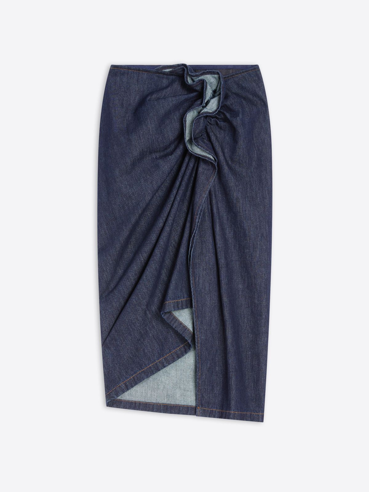 Draped denim skirt