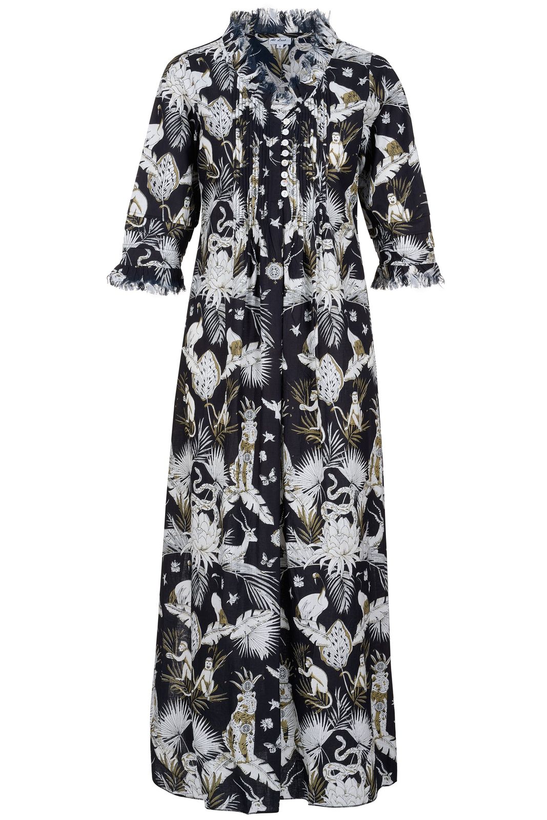 Cotton Annabel Maxi Dress In Black Tropical