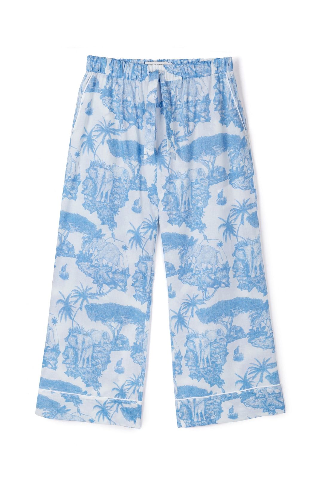 Wide Leg Pyjama Trousers Loxodonta Print Blue