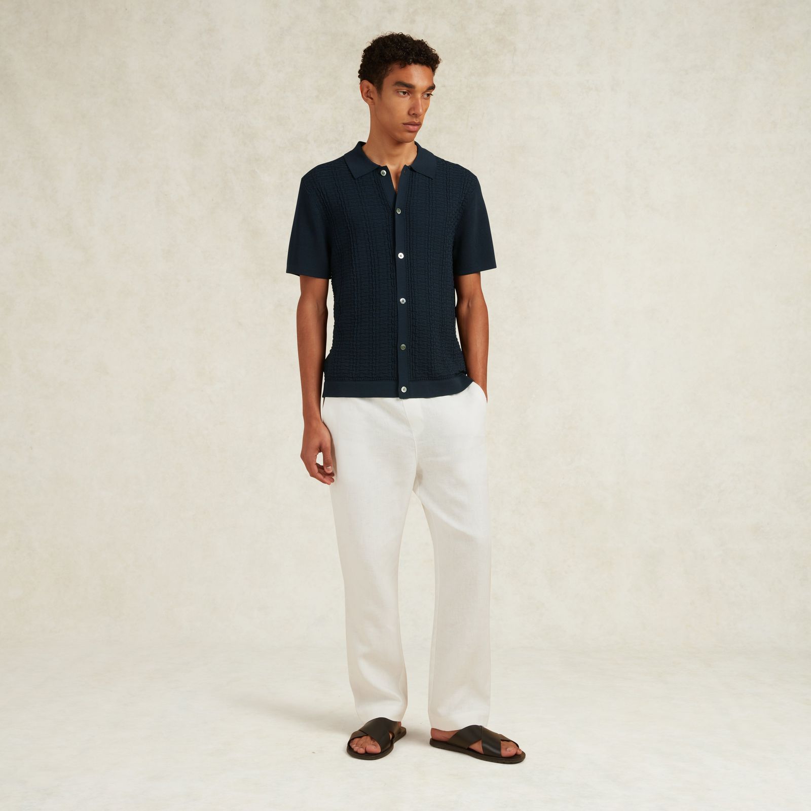 LINKS RAYON KNIT SHIRT - NAVY