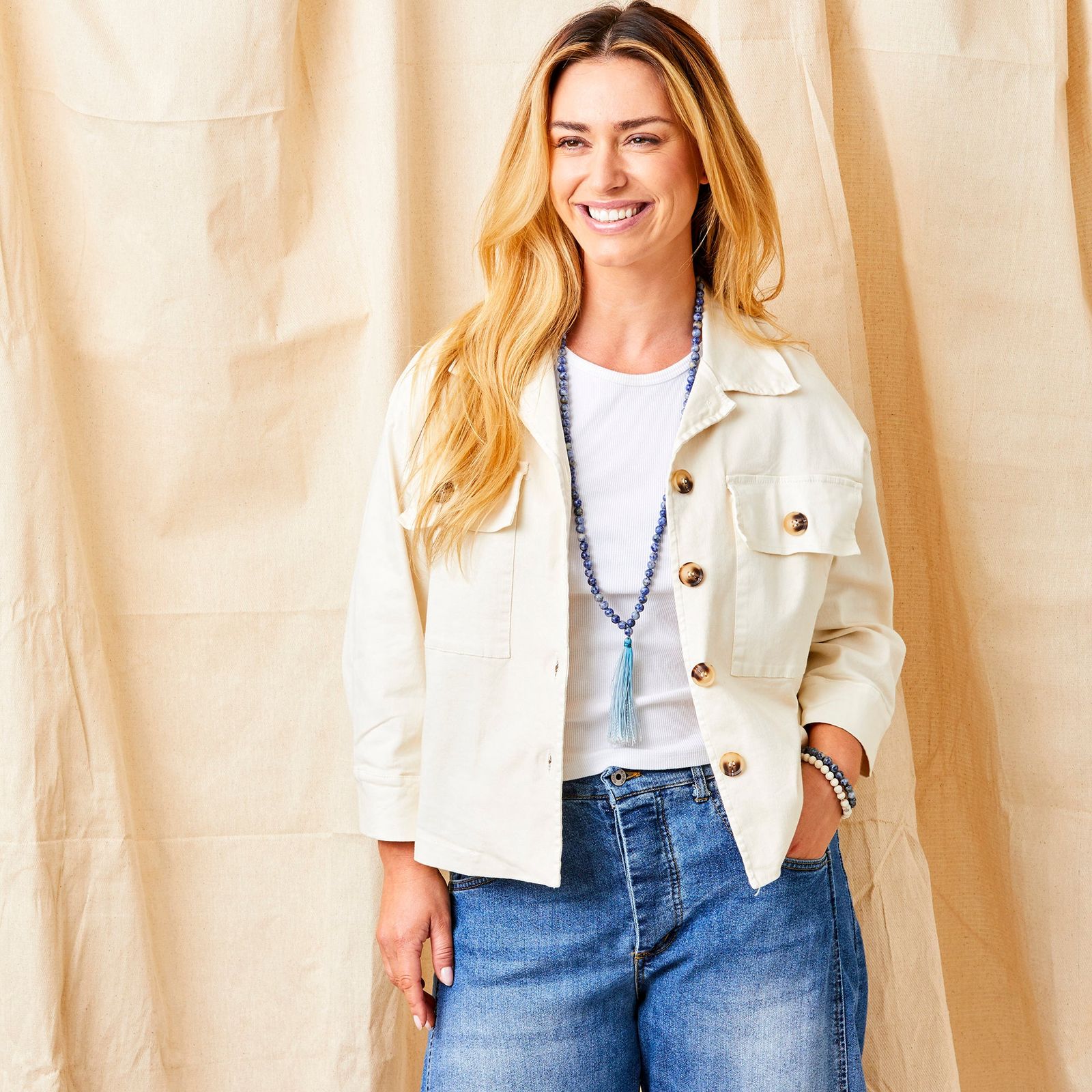 Greer Gaberdine Jacket With Front Pocket