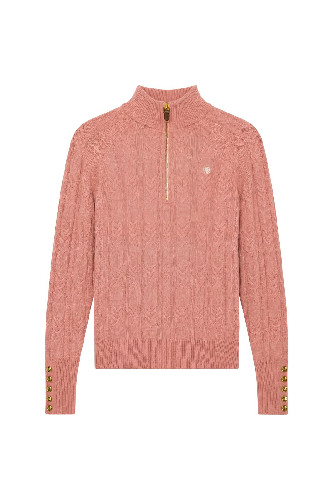 Bridget Quarter Zip Knit (antique Rose)