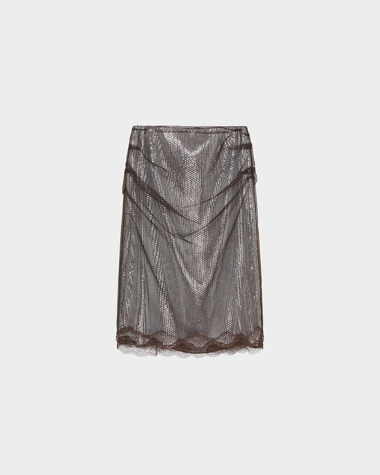Hedda Midi Skirt in Sequin/Mesh