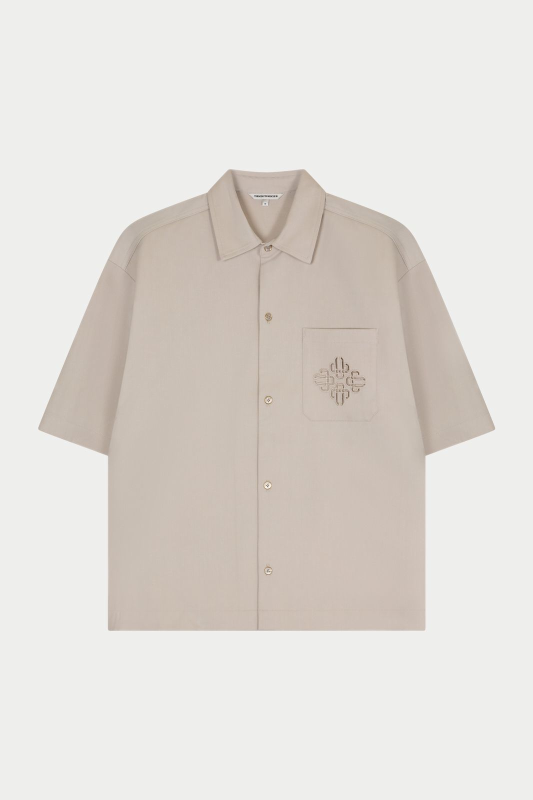 LASER CUT EMBLEM SHIRT - STONE