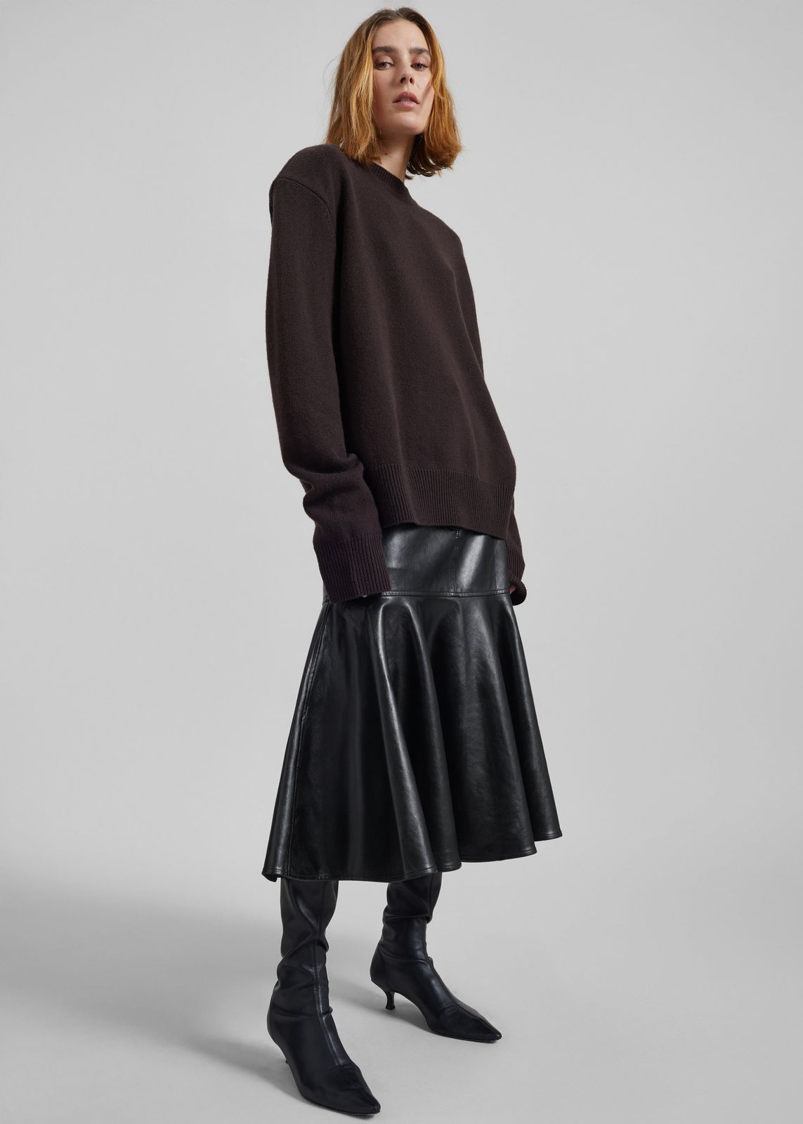 Arvika Faux Leather Mermaid Skirt - Black