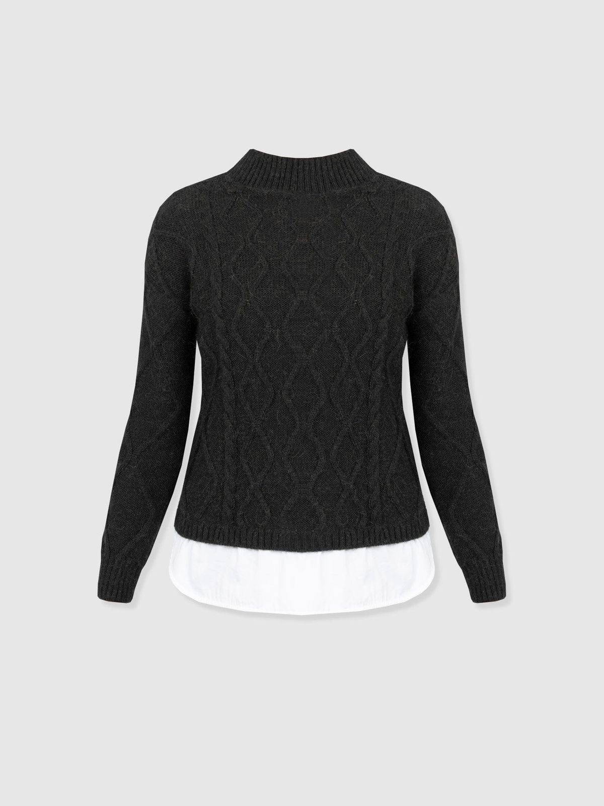 Arden Mock Shirt Jumper - Black