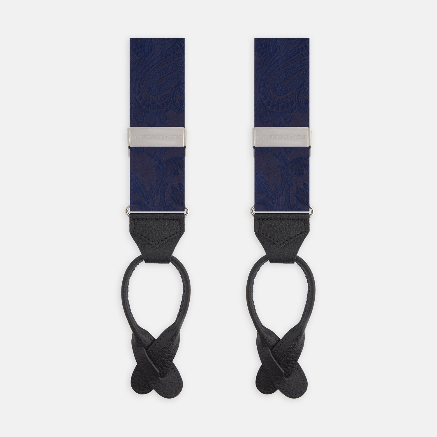 Navy Paisley Adjustable Silk Braces