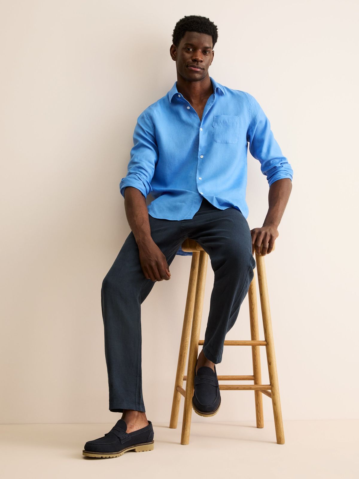 Vienna Linen Trousers Navy Blue