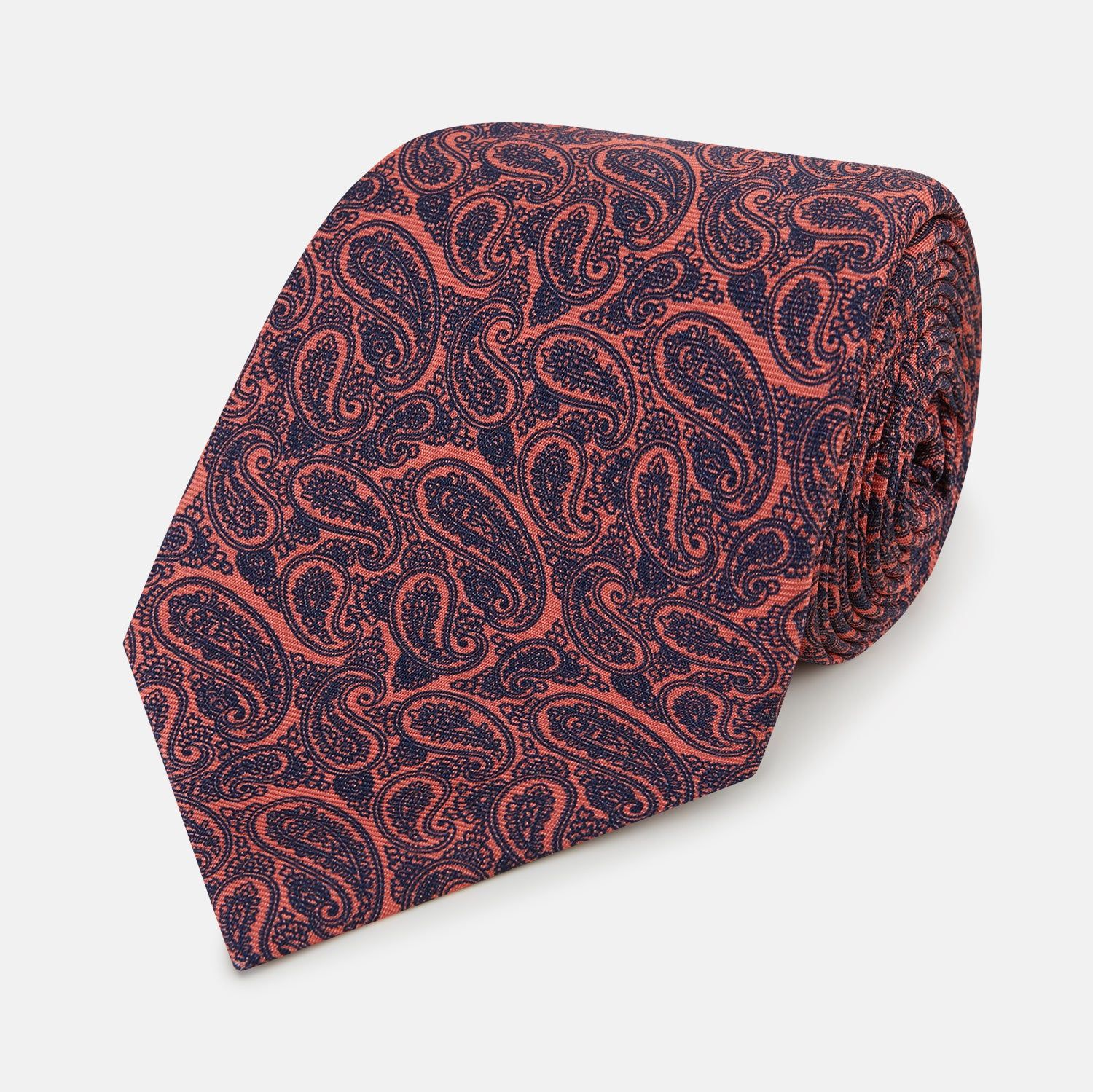 Orange Paisley Silk Tie