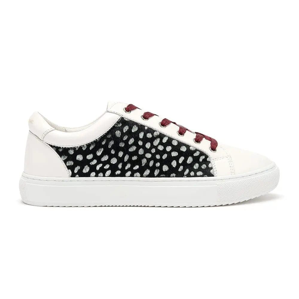 Hoxton - White with Black & Silver Leopard Trainers