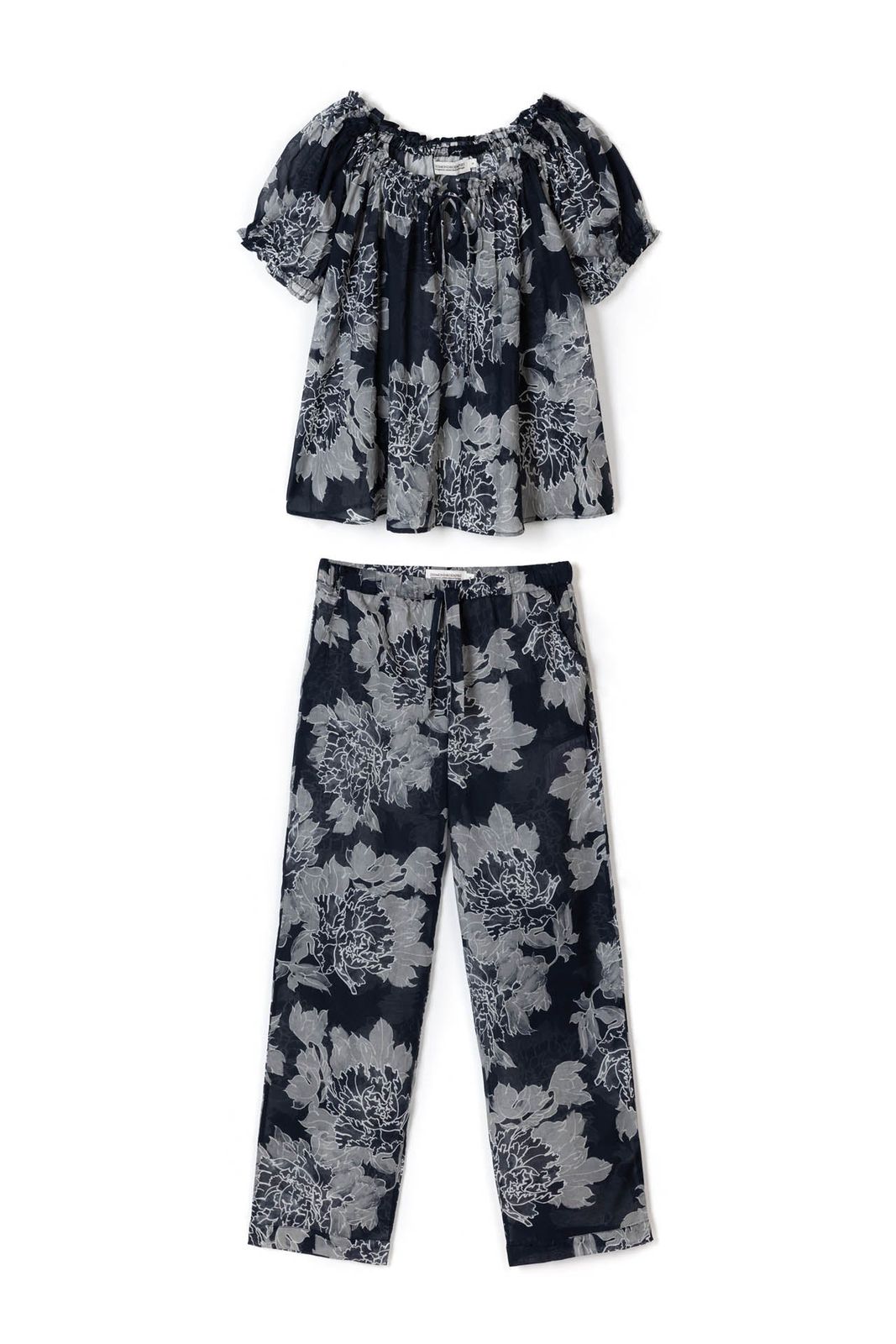 Light & Easy Short Sleeve & Trouser Set Peony Navy