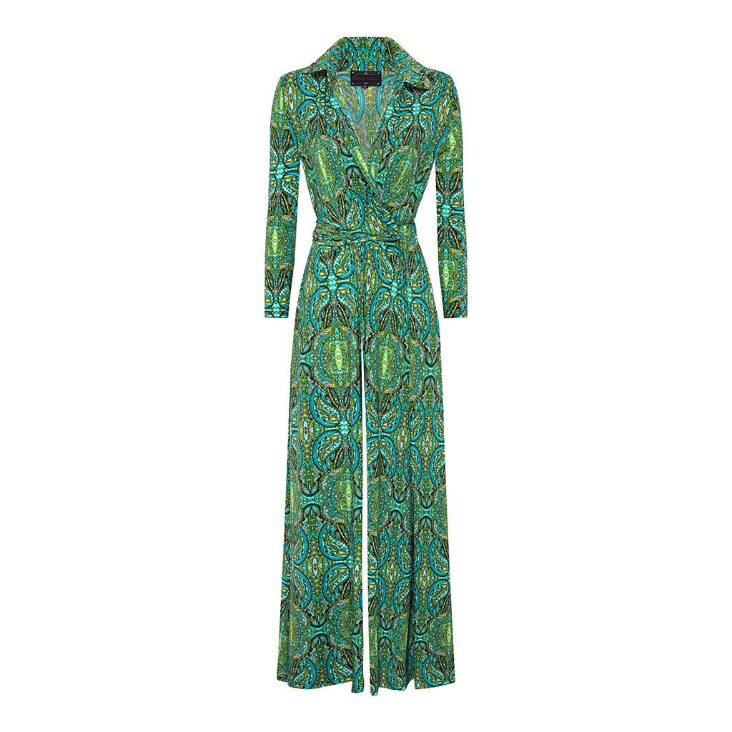Sage Paisley Wide Leg Jumpsuit