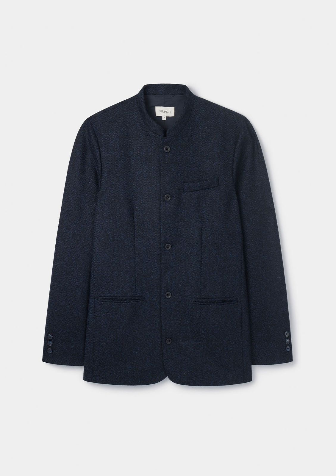 Midnight Herringbone Nehru Jacket