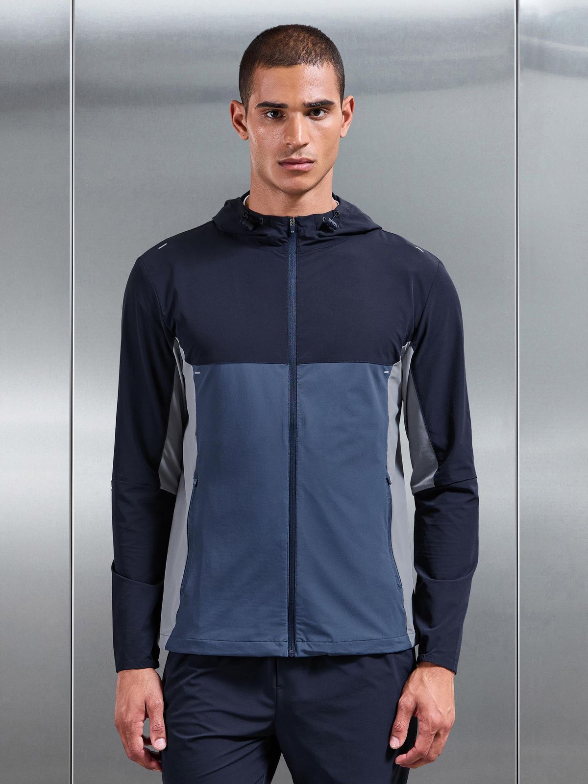 Active Colour Block Windbreaker in Navy Steel Blue
