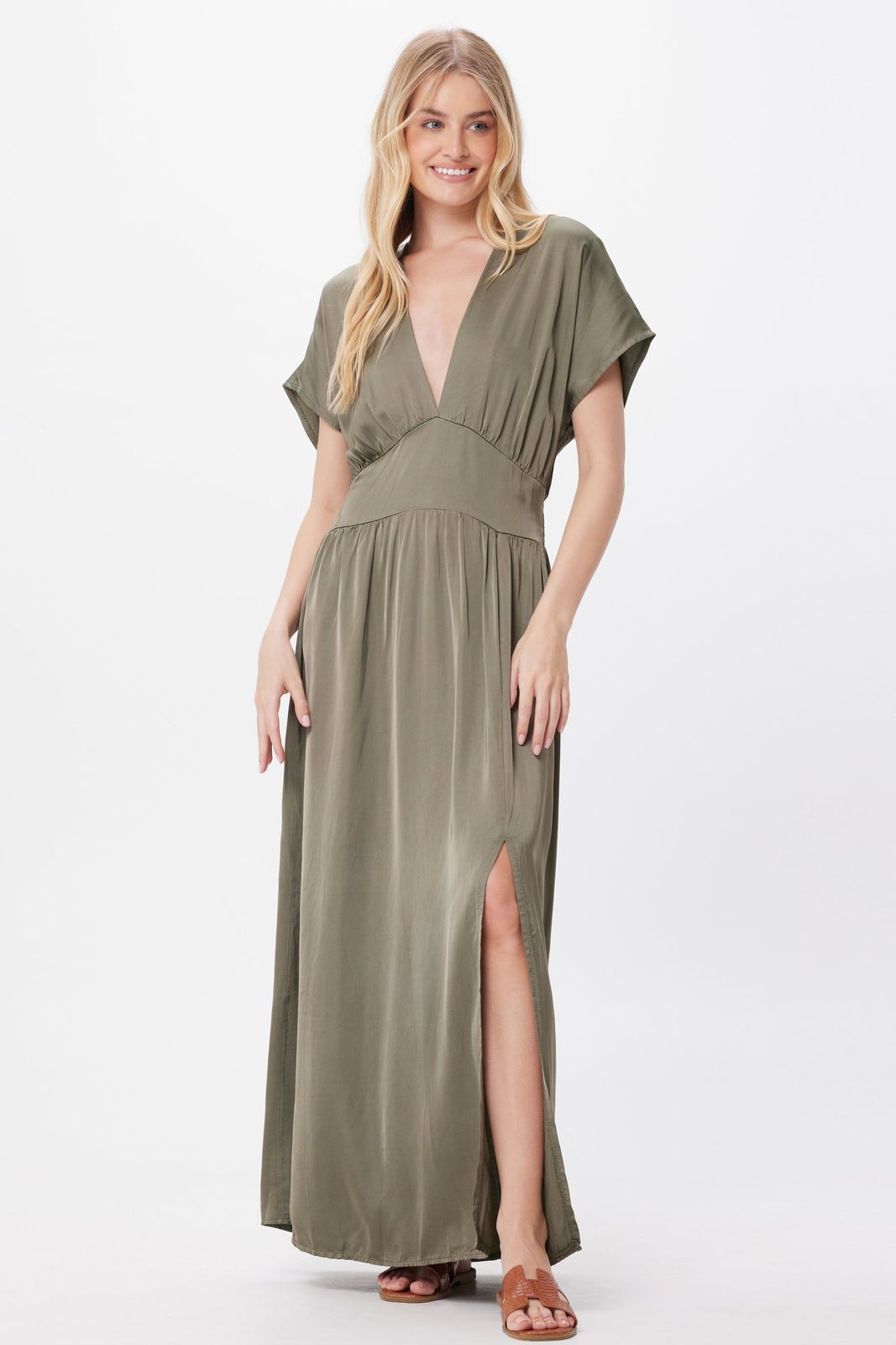 Ginger Satin Empire Line Maxi Dress