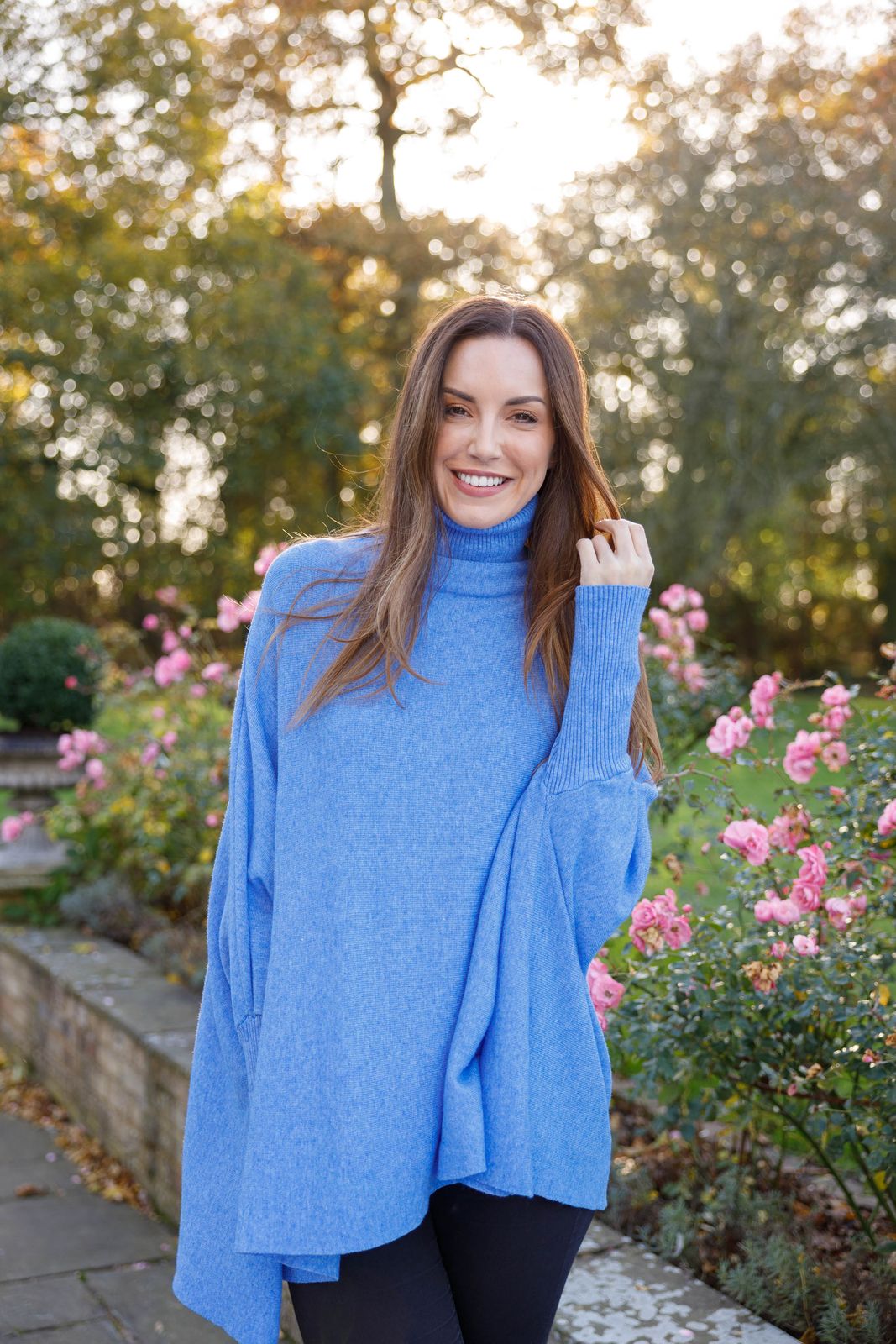 Lucy Polo Neck Knit Poncho Sweater