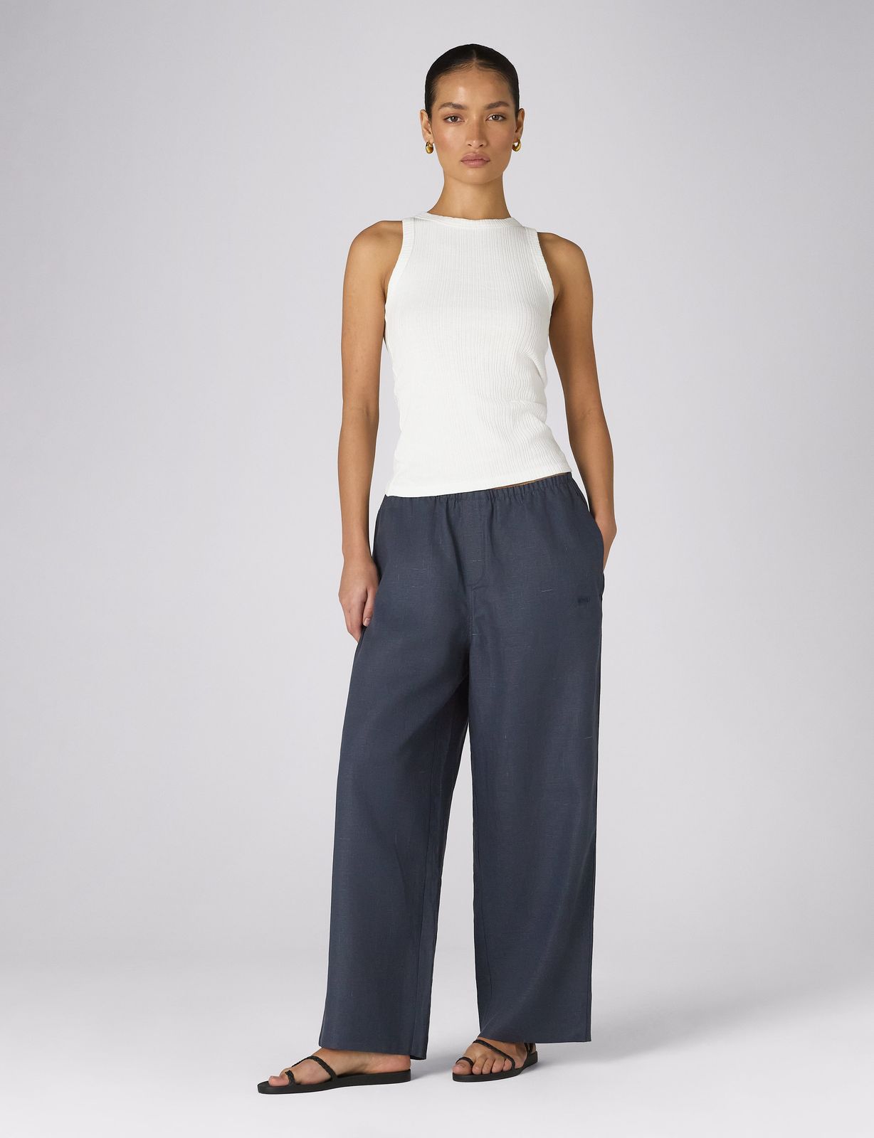 Bay Trouser: Hemp, Navy Blue