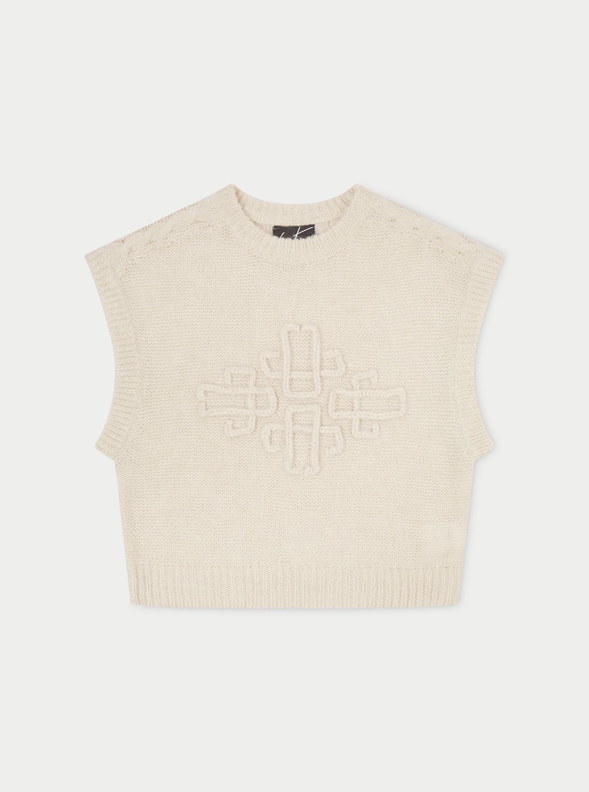 EMBLEM OVERSIZED KNIT VEST - STONE