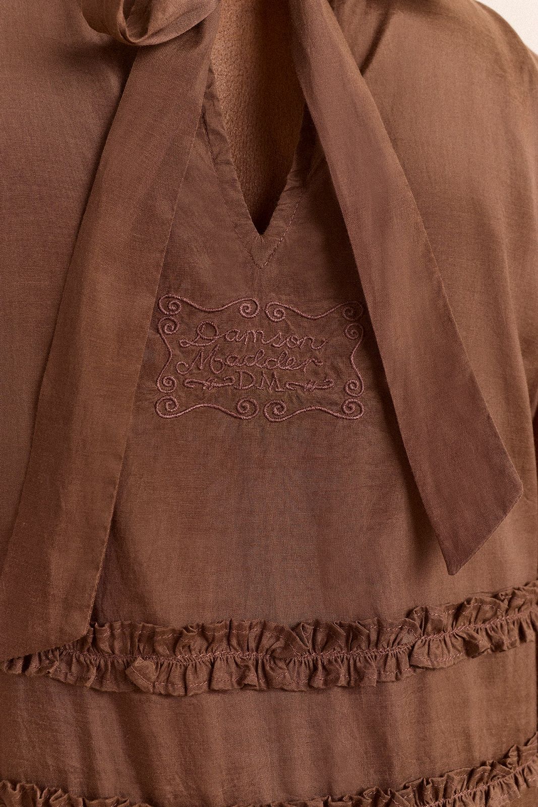 Reed Ruffle Mini Dress - Sheer Choc