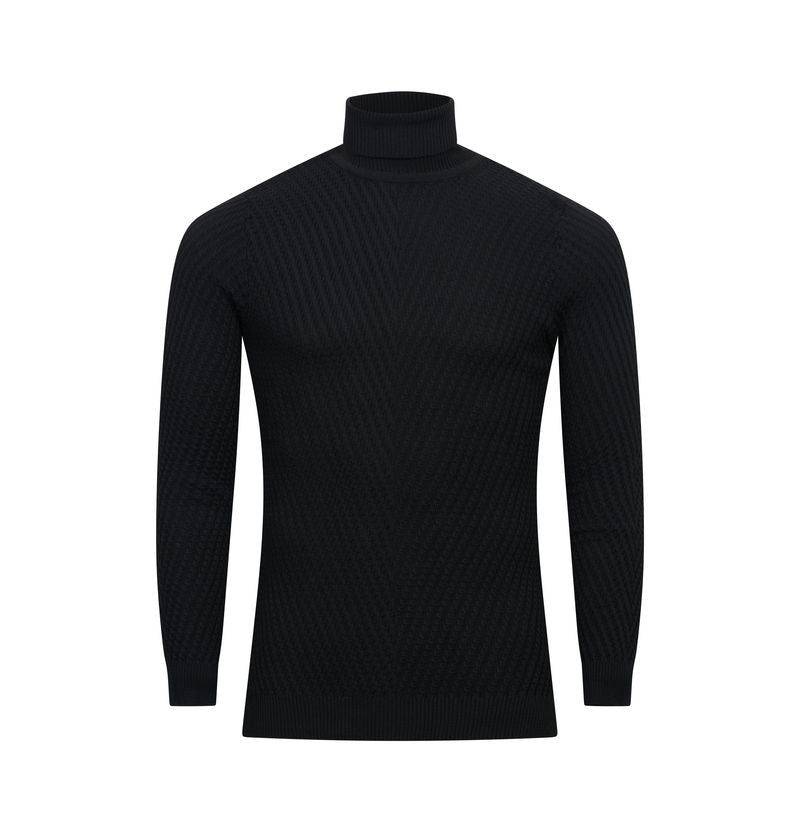 Black Textured Turtleneck