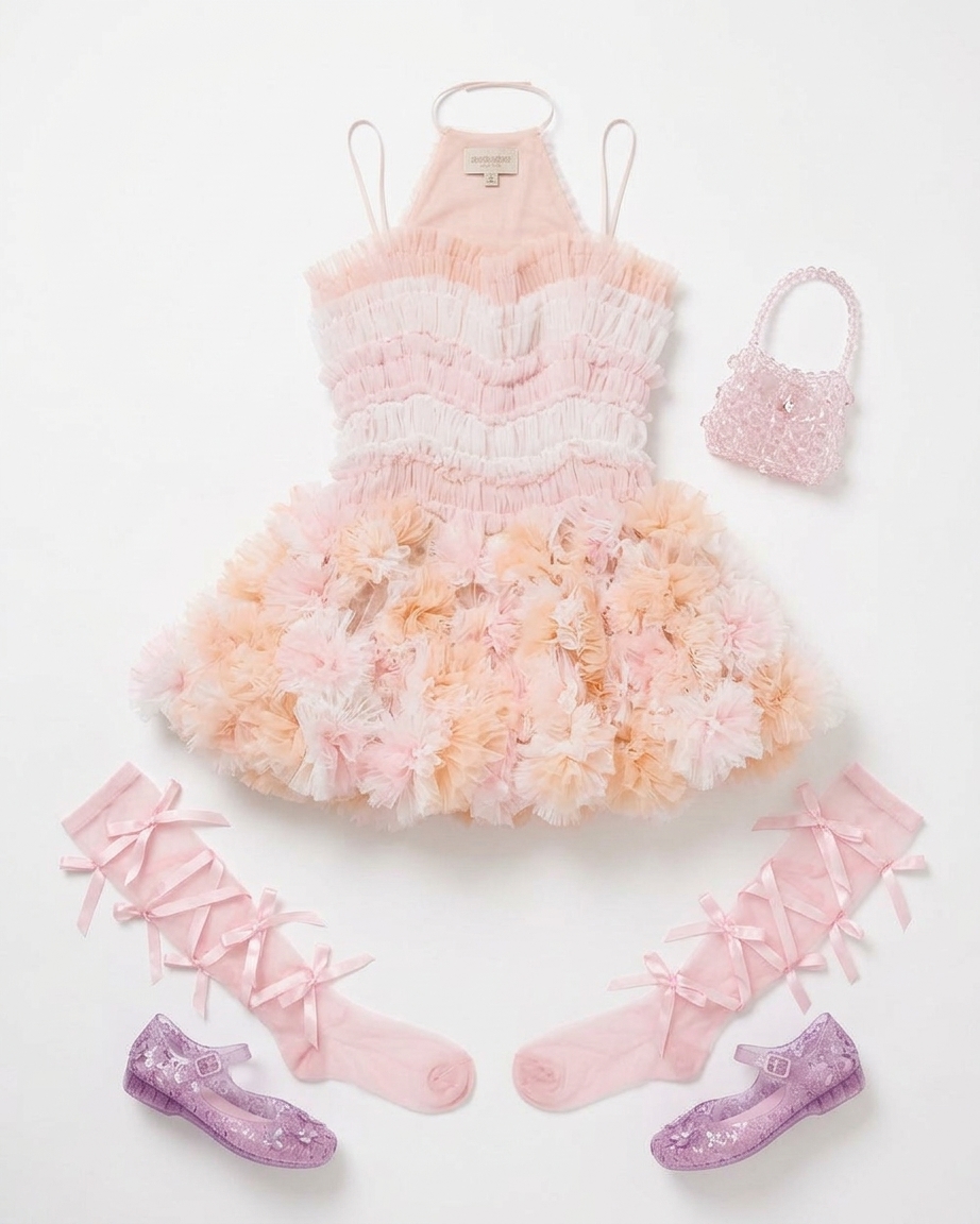 Shirred Organza Air-flower Dress