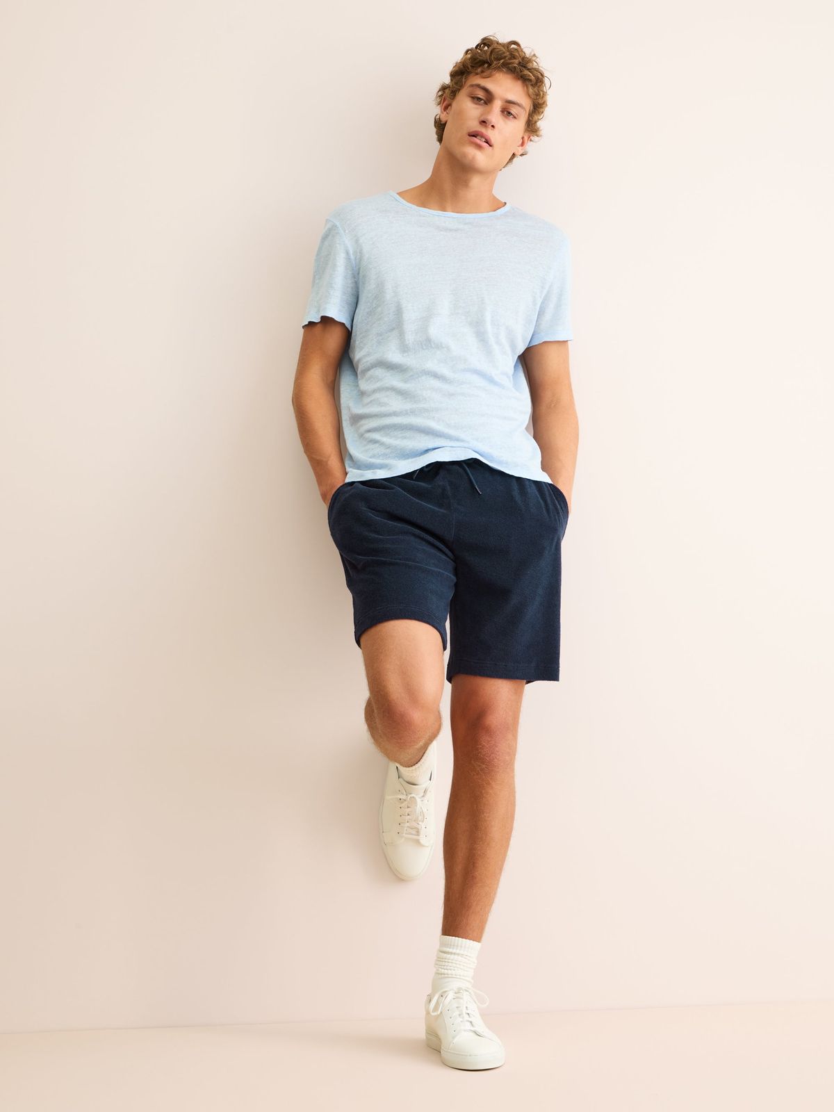 Teddy Terry Cotton Shorts Navy Blue
