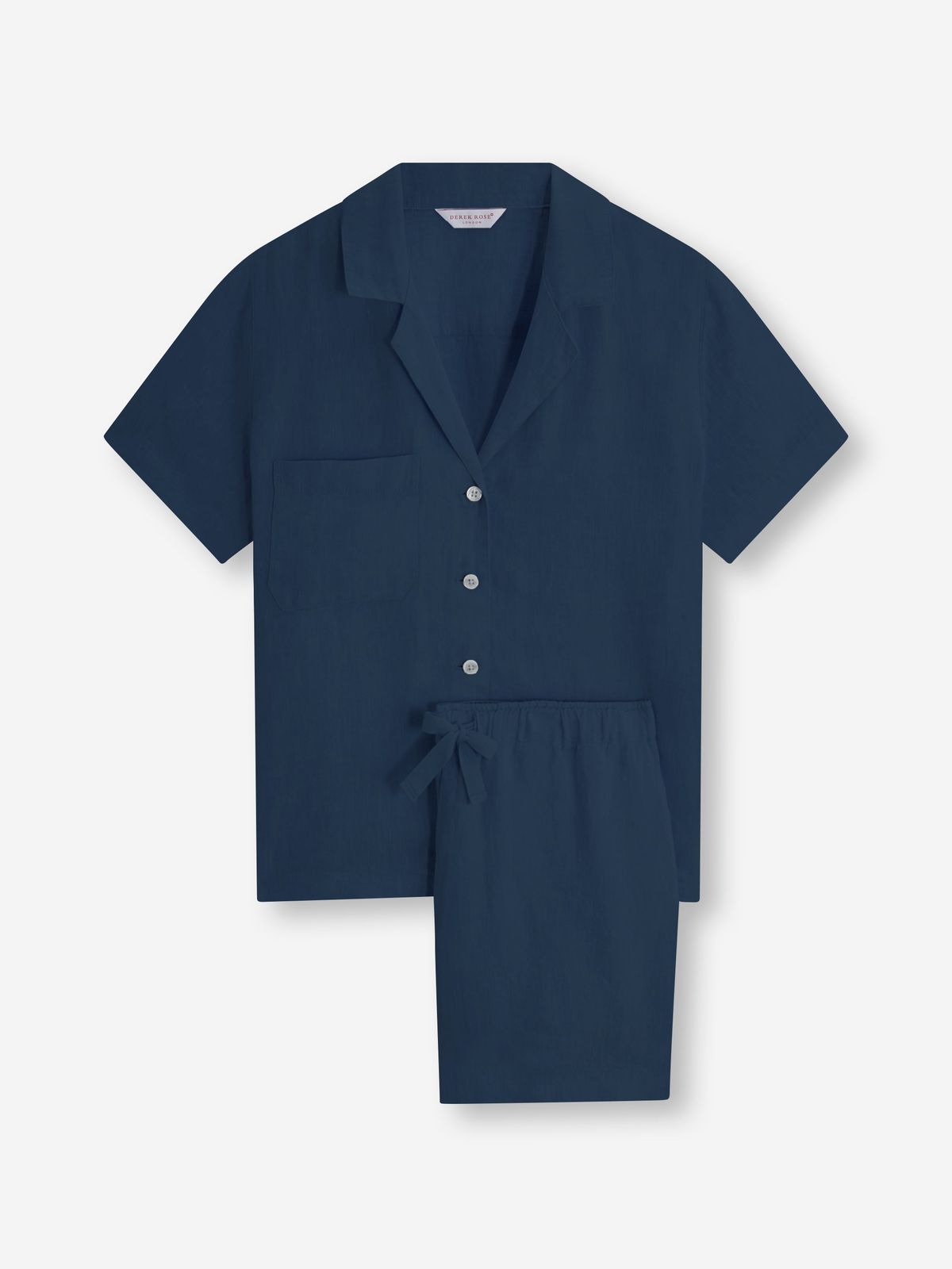 Sicily Linen Short Pyjamas Navy Blue
