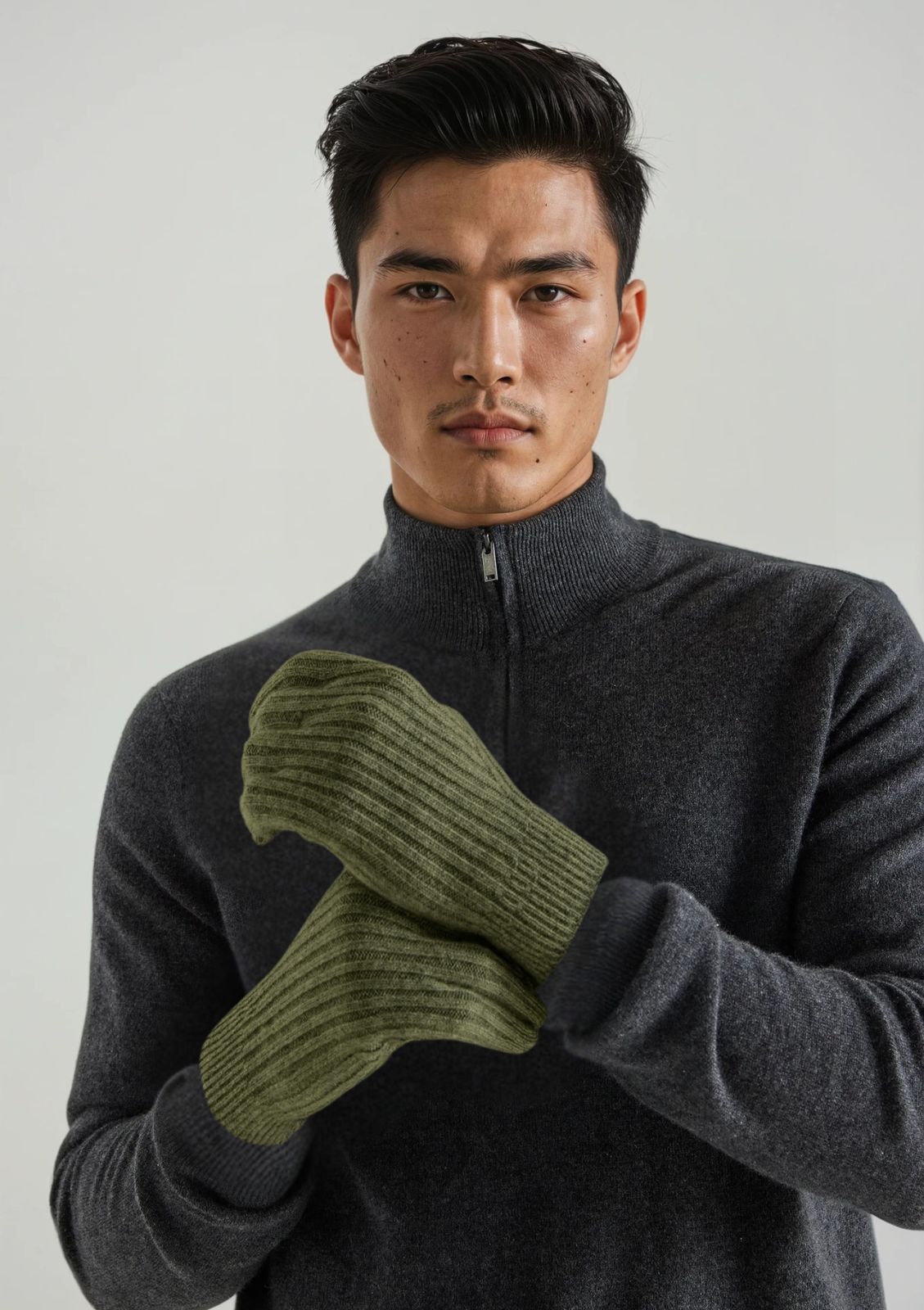 Mens Cashmere Gloves in Bayleaf Green