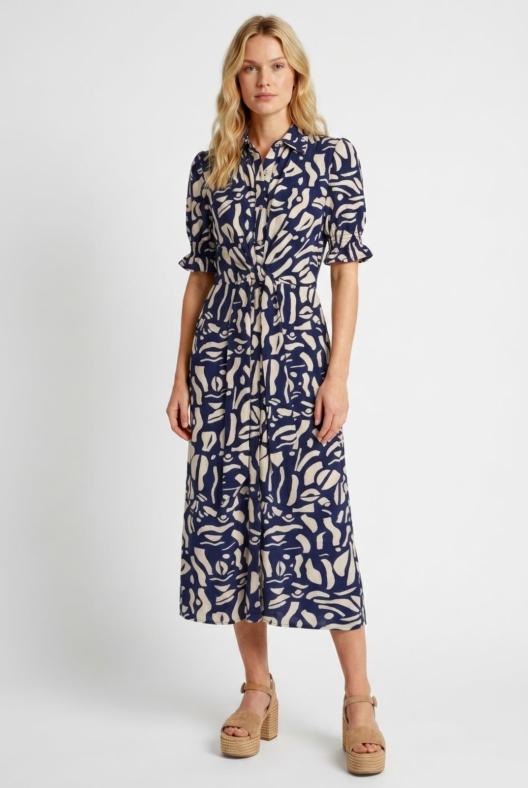 Mel - Navy and White Tie Front